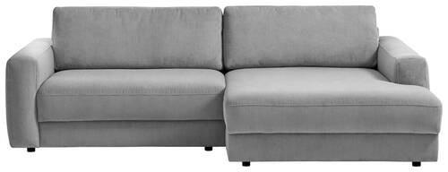 ECKSOFA in Cord Dunkelgrau  - Dunkelgrau/Schwarz, Modern, Textil (250/176cm) - Trendmanufaktur