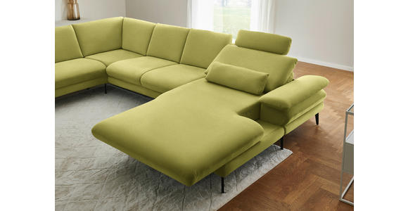 WOHNLANDSCHAFT  in Chenille, Flachgewebe Hellgrün  - Schwarz/Hellgrün, Design, Textil/Metall (208/344/180cm) - Dieter Knoll