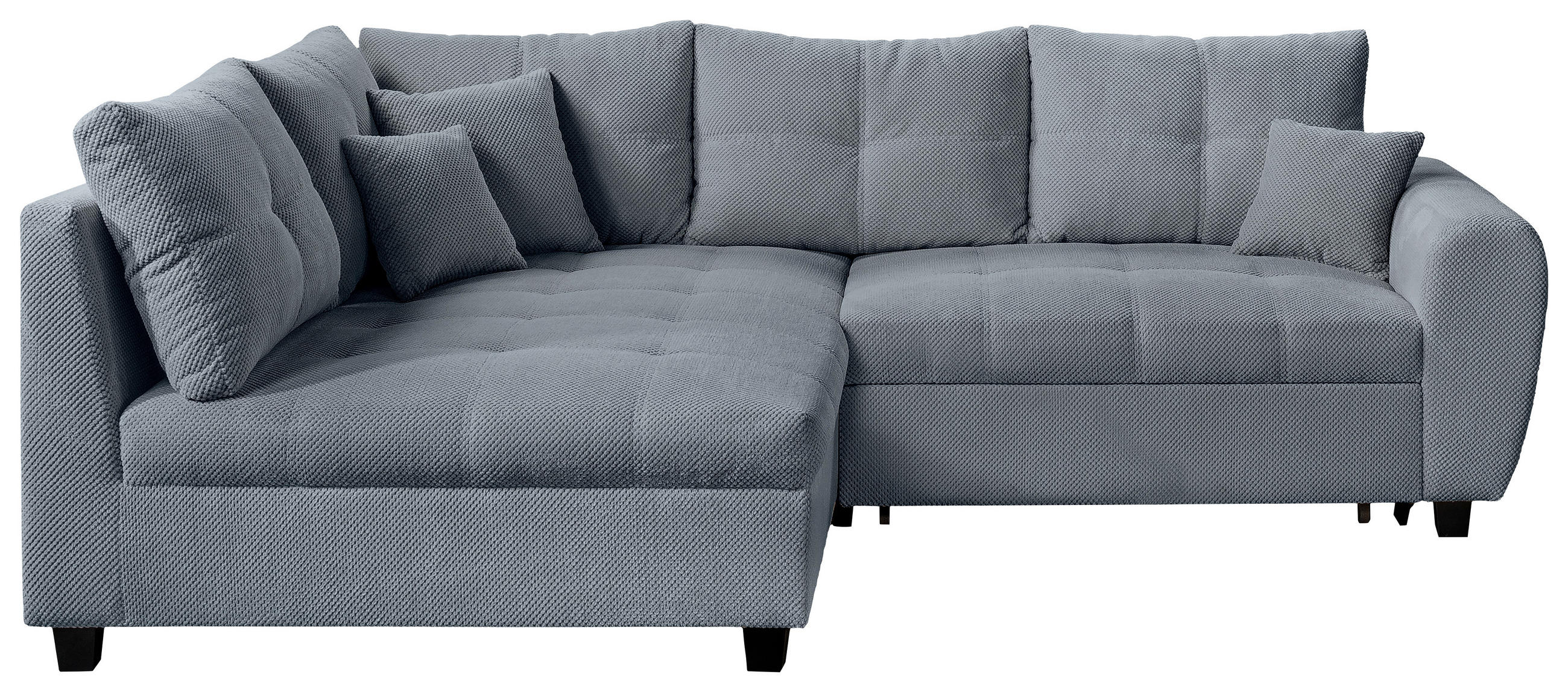ECKSOFA Blaugrau Plüsch  - Blaugrau/Schwarz, KONVENTIONELL, Kunststoff/Textil (175/249cm) - Carryhome