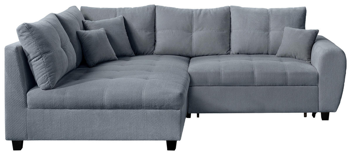 ECKSOFA Blaugrau Plüsch  - Blaugrau/Schwarz, KONVENTIONELL, Kunststoff/Textil (175/249cm) - Carryhome