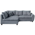 ECKSOFA  in Plüsch Blaugrau  - Blaugrau/Schwarz, KONVENTIONELL, Kunststoff/Textil (175/249cm) - Carryhome