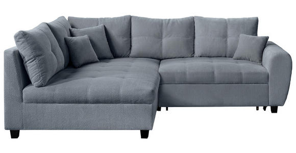 ECKSOFA  in Plüsch Blaugrau  - Blaugrau/Schwarz, KONVENTIONELL, Kunststoff/Textil (175/249cm) - Carryhome