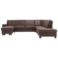 WOHNLANDSCHAFT in Flachgewebe Braun  - Braun, Design, Holz/Textil (163/319/241cm) - Beldomo System