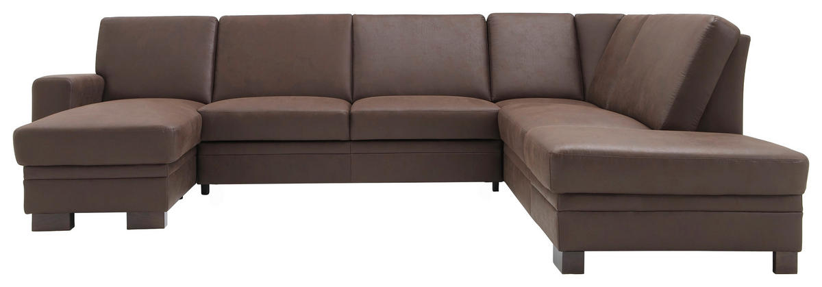 WOHNLANDSCHAFT in Flachgewebe Braun  - Braun, Design, Holz/Textil (163/319/241cm) - Beldomo System
