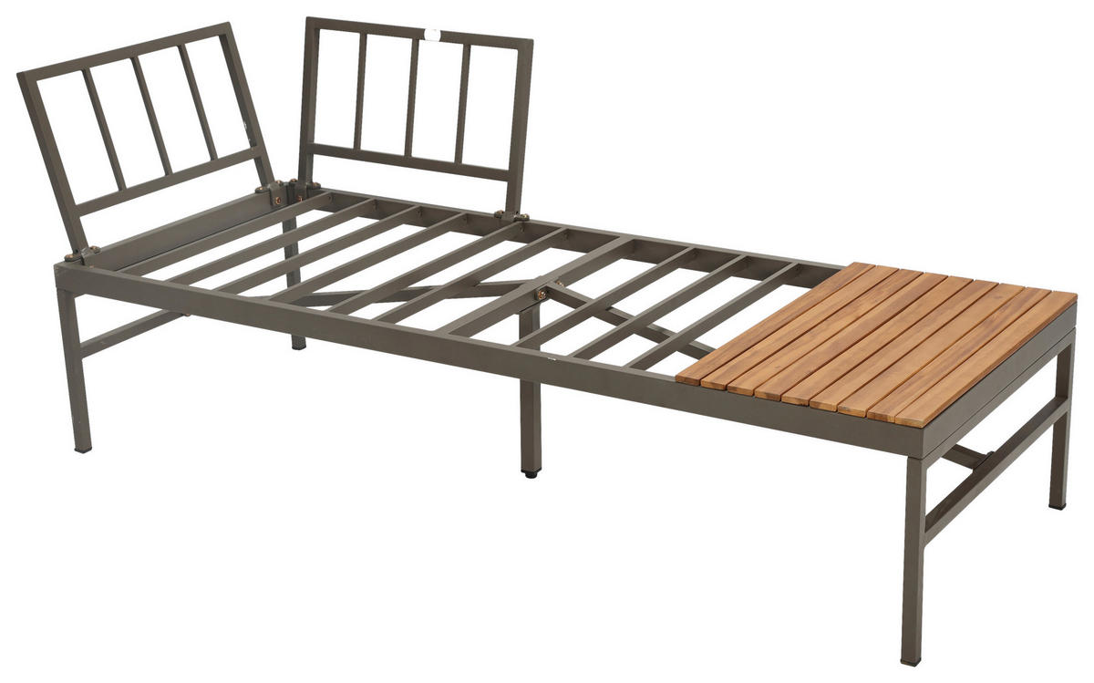 LOUNGEGARNITUR   57/35/57 cm Akazie vollmassiv Aluminium  - Beige/Beigebraun, MODERN, Holz/Textil (57/35/57cm) - Ambia Garden
