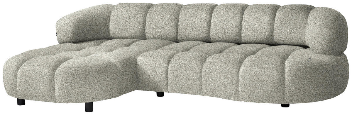 ECKSOFA Hellgrau Webstoff  - Hellgrau/Schwarz, Design, Holz/Textil (183/284cm) - Welnova