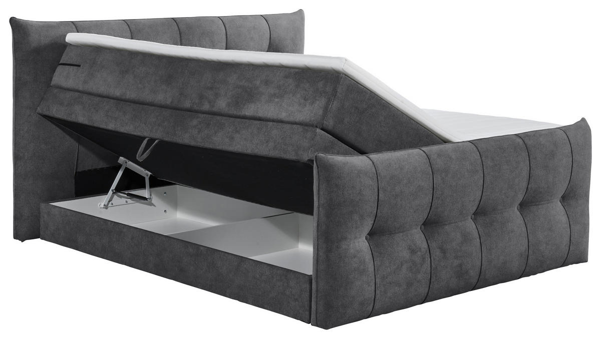 BOXSPRINGBETT 180/200 cm  in Anthrazit  - Anthrazit/Schwarz, KONVENTIONELL, Kunststoff/Textil (180/200cm) - Esposa