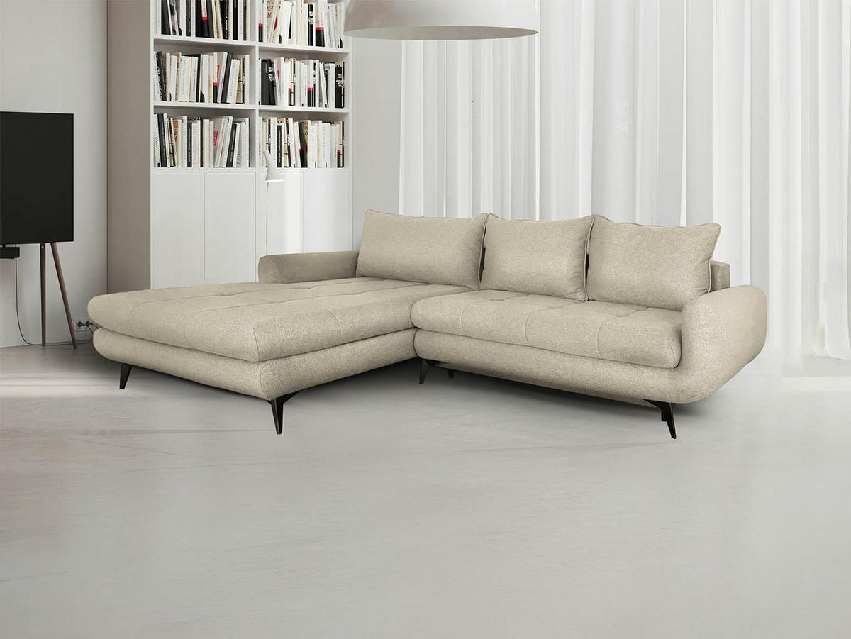 UGAONA GARNITURA bež  - bež/crna, Moderno, drvo (271/173/85cm) - Hom`in