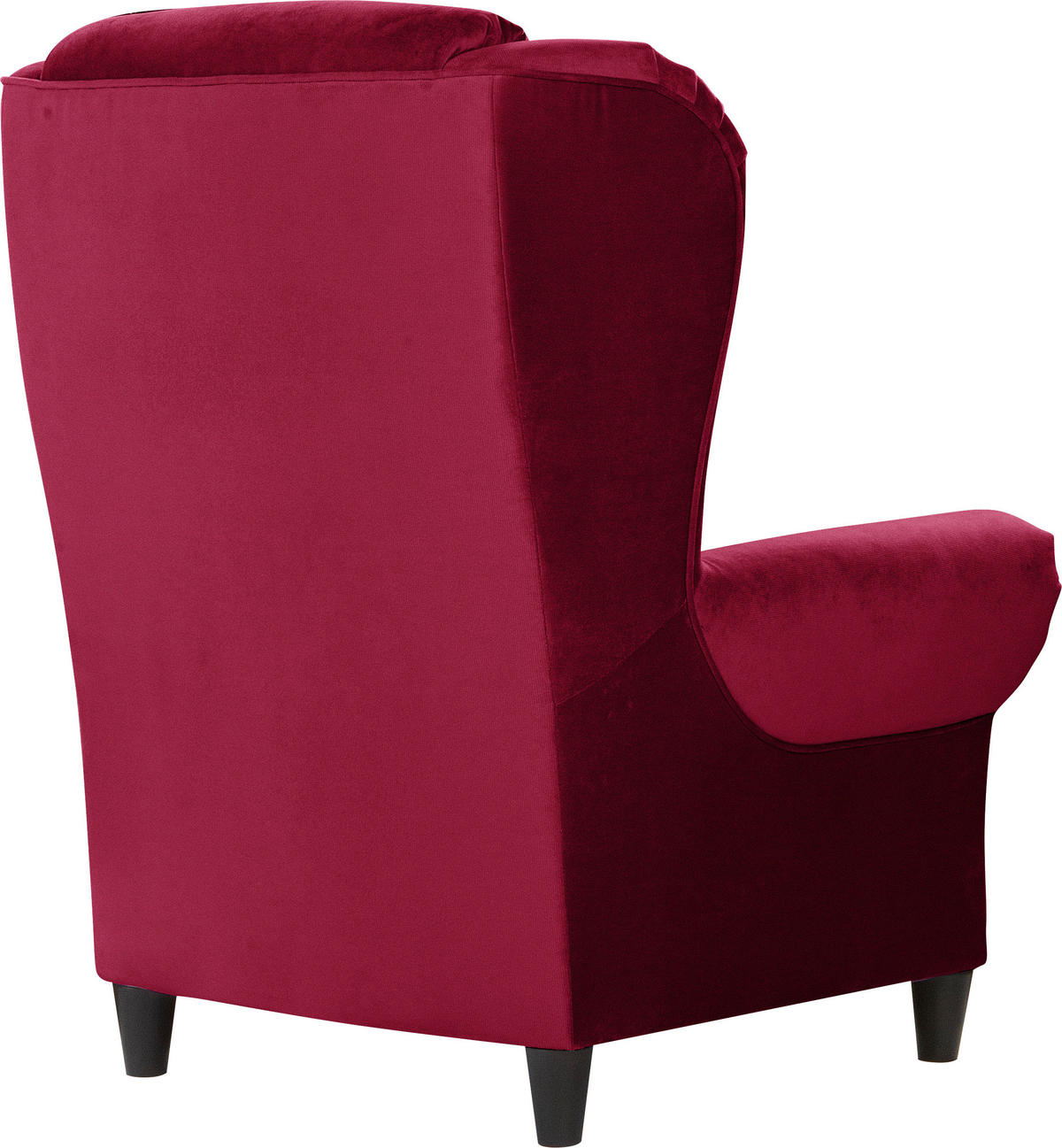 OHRENSESSEL in Plüsch Bordeaux  - Bordeaux/Schwarz, Design, Holz/Textil (94/112/92cm) - MID.YOU