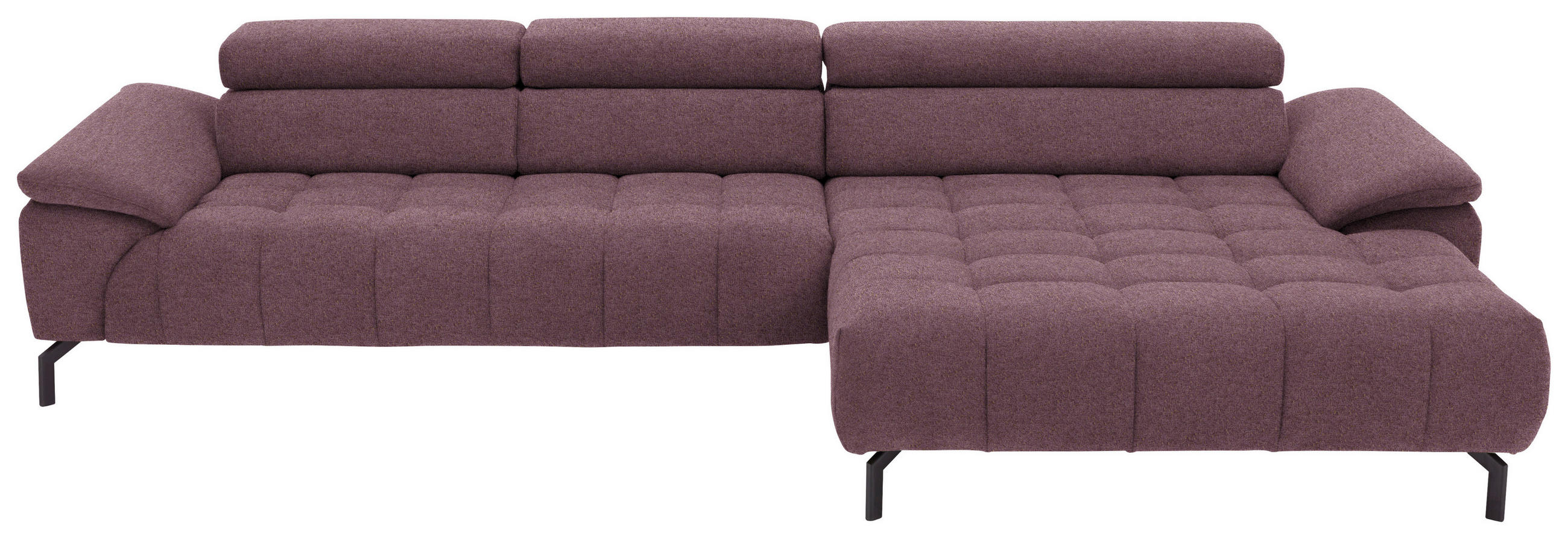 ECKSOFA in Chenille Beere  - Beere/Schwarz, Design, Textil/Metall (329/190cm) - Beldomo Style