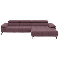 ECKSOFA in Chenille Beere  - Beere/Schwarz, Design, Textil/Metall (329/190cm) - Beldomo Style