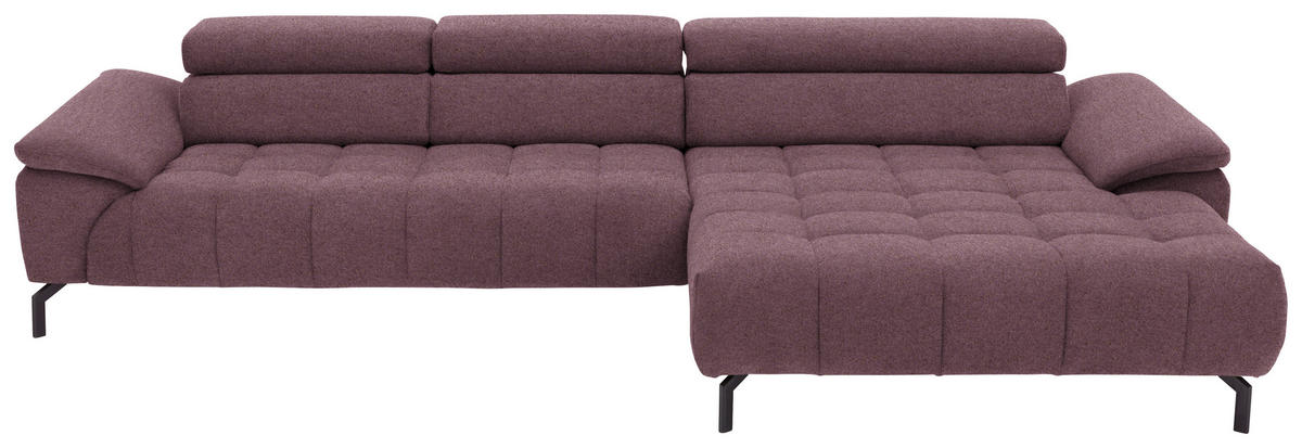 ECKSOFA in Chenille Beere  - Beere/Schwarz, Design, Textil/Metall (329/190cm) - Beldomo Style
