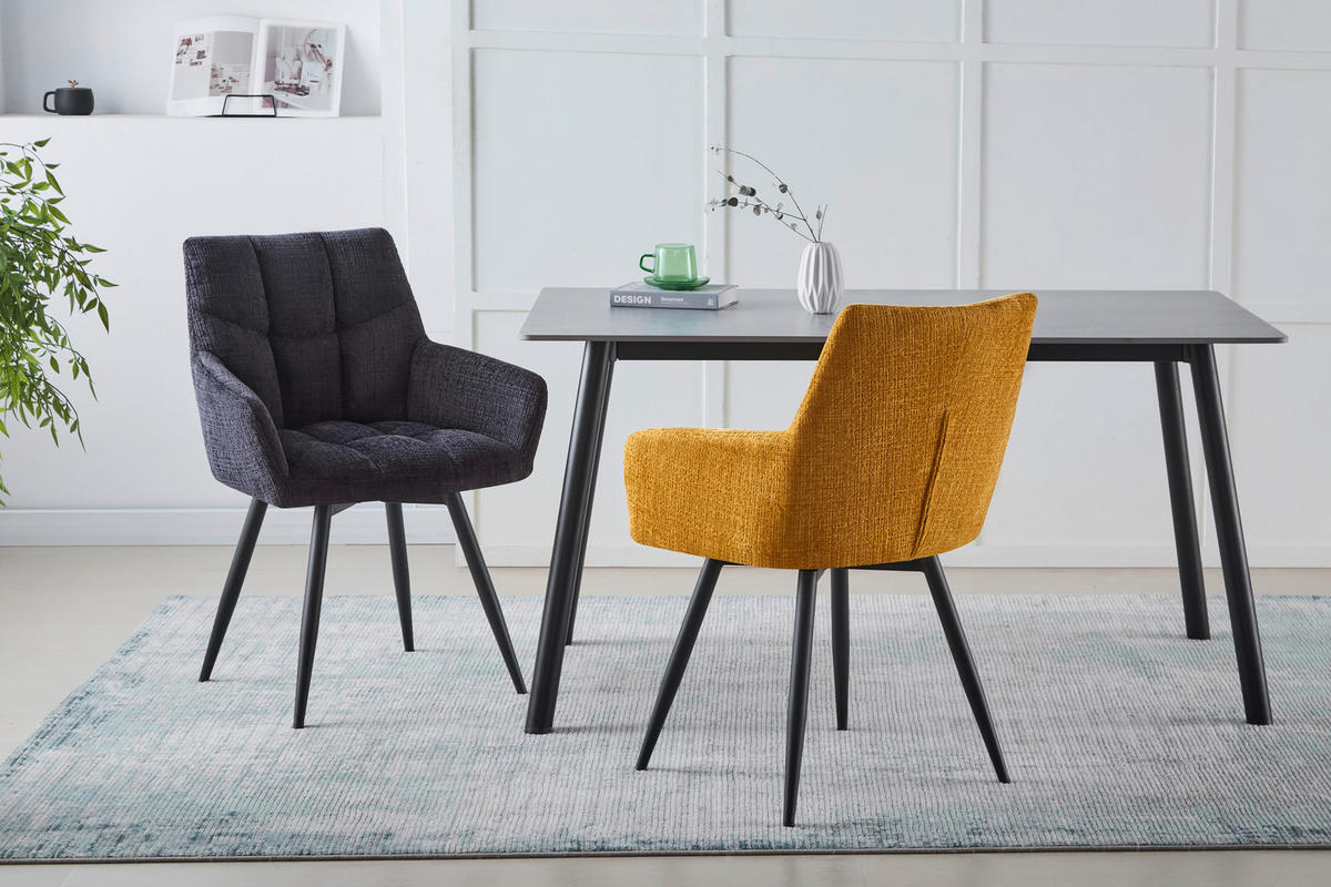 NASLANJAČ, kovina, tekstil črna, temno siva  - temno siva/črna, Design, kovina/tekstil (61/83,5/60cm) - Stylife