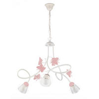DĚTSKÉ ZÁVĚSNÉ SVÍTIDLO, 65/80 cm  - bílá/pink, Basics, kov/sklo (65/80cm)