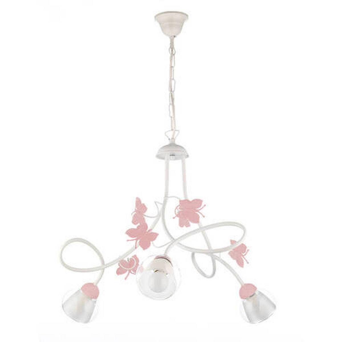 DĚTSKÉ ZÁVĚSNÉ SVÍTIDLO, 65/80 cm  - bílá/pink, Basics, kov/sklo (65/80cm)