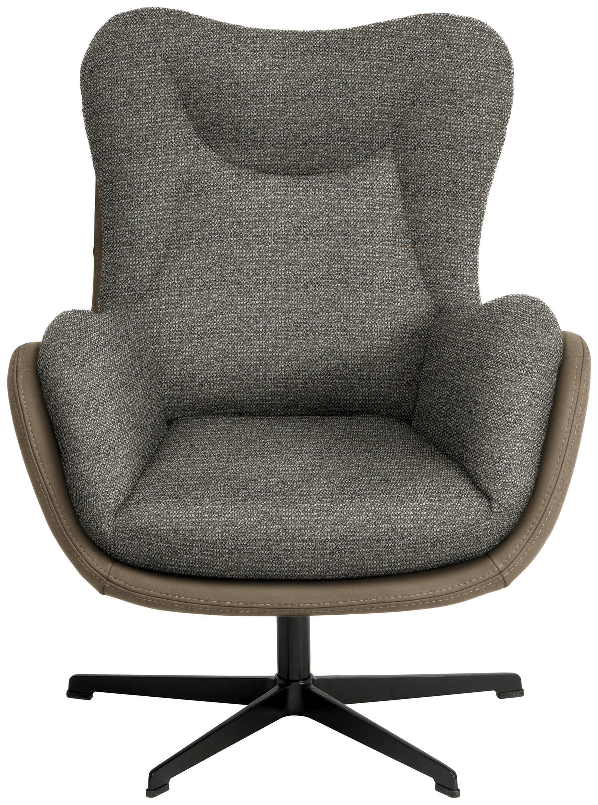 SESSEL in Chenille, Struktur Echtleder Hellbraun, Greige  - Hellbraun/Greige, Design, Leder/Textil (80/97/89cm) - Schöner Wohnen