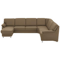WOHNLANDSCHAFT Echtleder Khaki  - Khaki/Alufarben, Konventionell, Leder/Metall (165/329/239cm) - Beldomo Premium