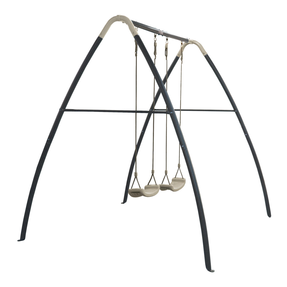 Schaukel Metal Double Swing Anthrazit, Weiß  - Anthrazit/Weiß, Basics, Kunststoff/Metall (210/217/210cm) - Ambia Garden