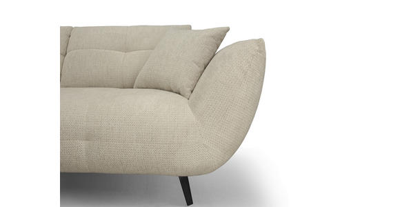 ECKSOFA Taupe Chenille Armlehnenkissen, Rücken echt, Sitztiefenverstellung  - Taupe/Schwarz, KONVENTIONELL, Textil/Metall (215/313cm) - Hom`in