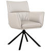 ARMLEHNSTUHL  Sitzfläche 360° drehbar, automatische Rückholfunktion  Echtleder  - Hellgrau/Schwarz, MODERN, Leder/Metall (64/90,5/64,5cm) - Livetastic