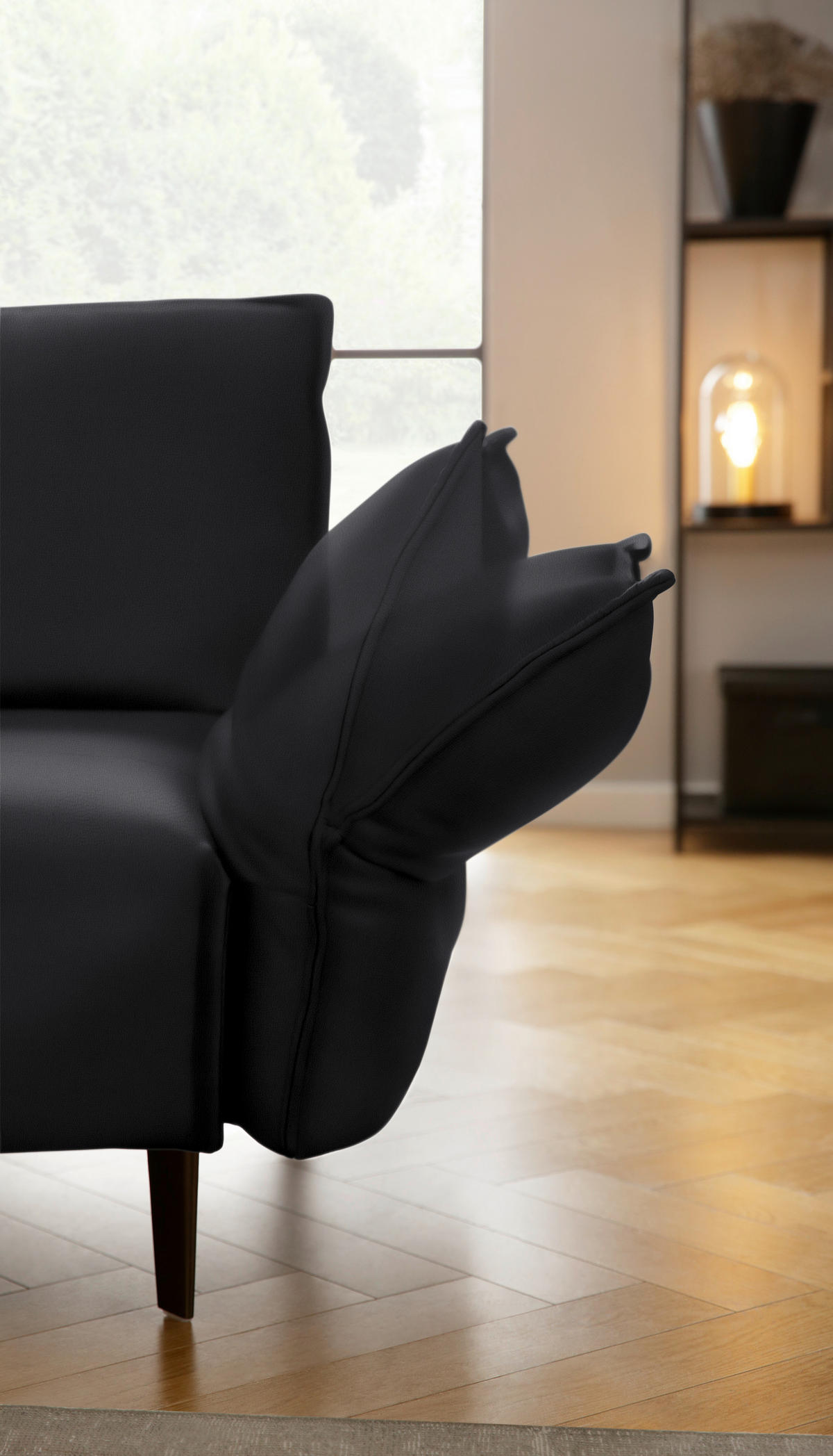 ECKSOFA in Echtleder Schwarz  - Schwarz, Design, Leder/Metall (272/340cm) - W.Schillig