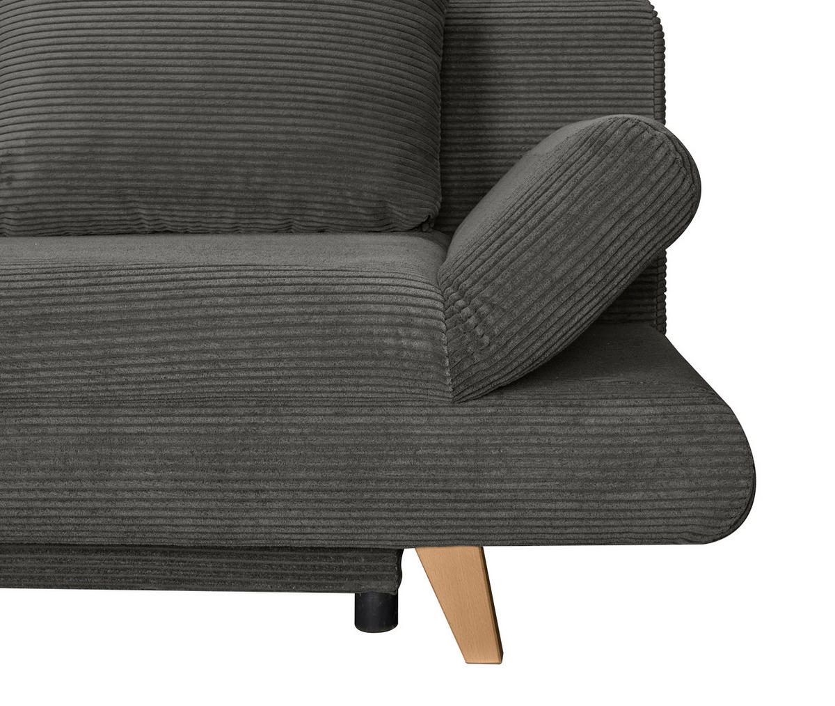 SCHLAFSOFA  mit Schlafen auf Sitzhöhe, haustierfreundlicher Bezug Cord Grau  - Buchefarben/Grau, KONVENTIONELL, Holz/Textil (200/75/85cm) - Carryhome
