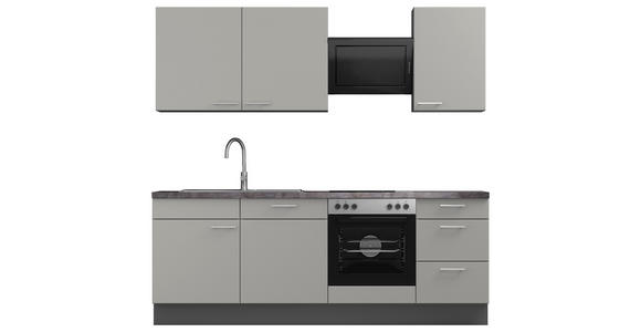 KÜCHENBLOCK 230 cm in Graphitfarben, Hellgrau - Edelstahlfarben/Dunkelgrau, MODERN, Holzwerkstoff/Metall (230cm) - Xora