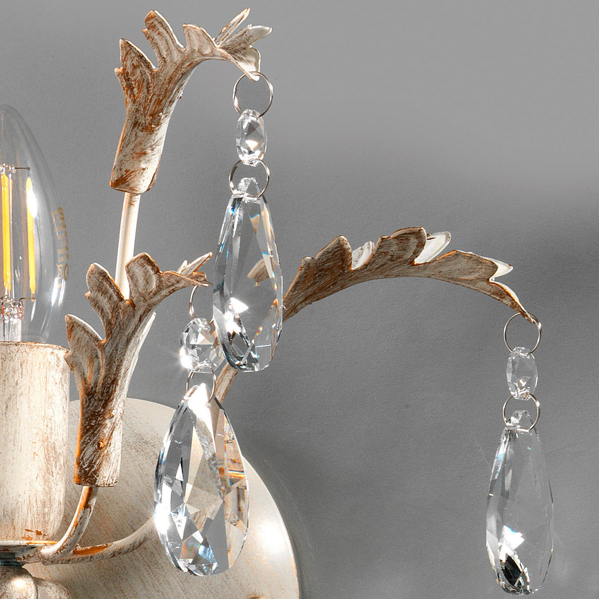 WANDLEUCHTE 30/25 cm   - Weiß, KONVENTIONELL, Glas/Metall (30/25cm)
