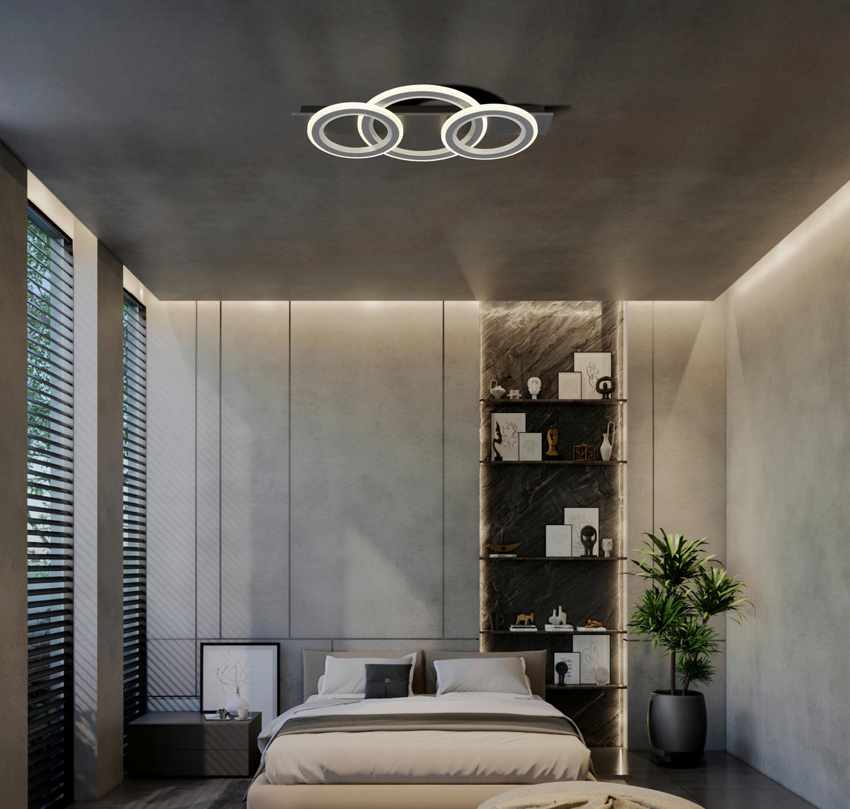 STROPNA LED-SVETILKA  JAYDEN ///230 V/ - siva/črna, Design, kovina/umetna masa (73/37/8cm) - Globo