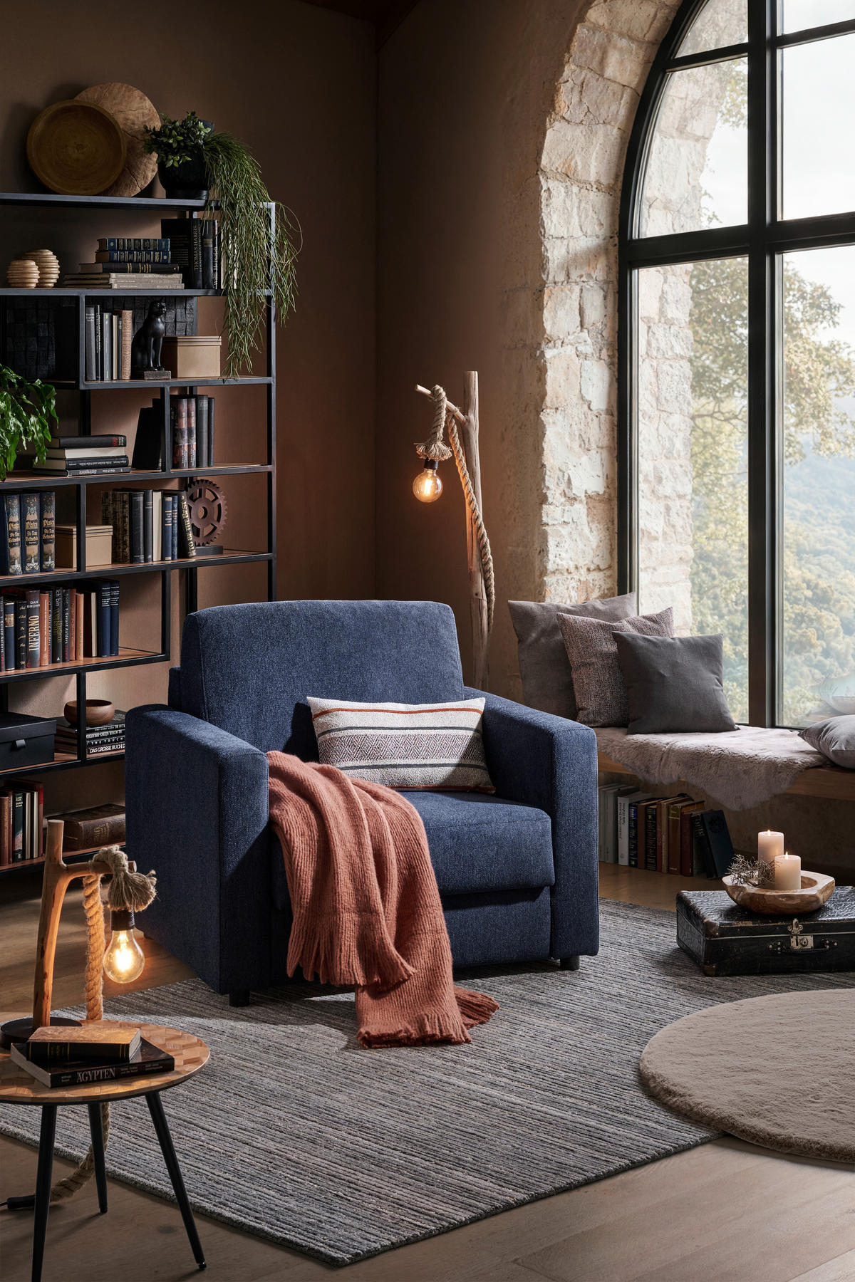 SCHLAFSESSEL Webstoff Dunkelblau    - Schwarz/Dunkelblau, KONVENTIONELL, Textil (104/85/90cm) - Xora