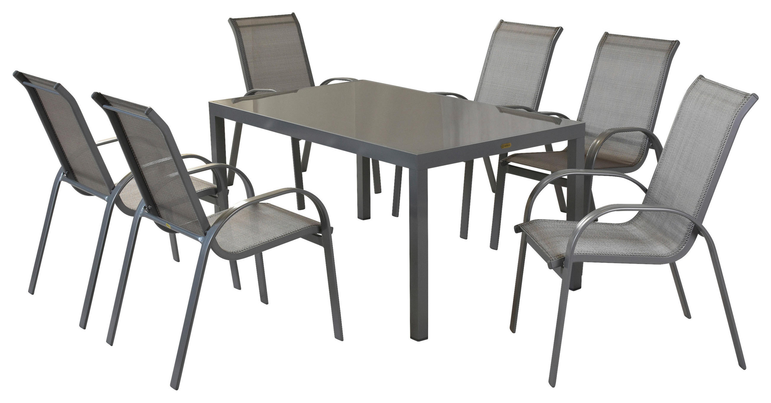 GARTENSET Aluminium  - Silberfarben/Braun, MODERN, Textil/Metall - Gardenson