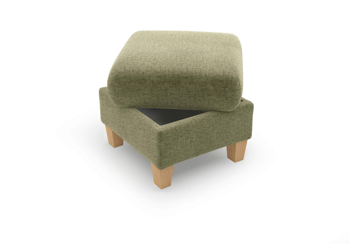 HOCKER GLENDALE E Flachgewebe Hellgrün  - Eichefarben/Hellgrün, KONVENTIONELL, Holz/Textil (58/48/58cm) - Sit & More