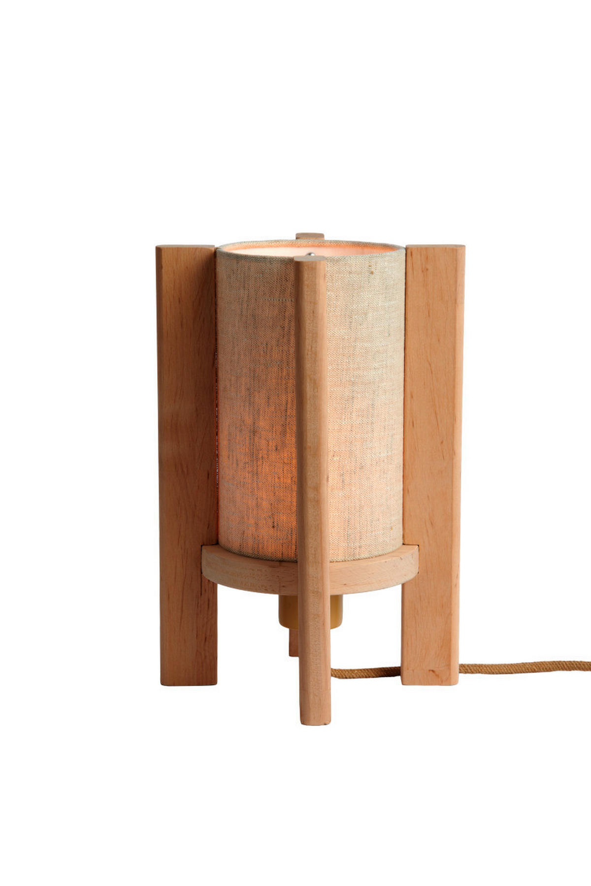 TISCHLEUCHTE 17.5/17.5/30 cm  - Beigebraun/Erlefarben, Trend, Holz/Textil (17.5/17.5/30cm) - Good & Mojo