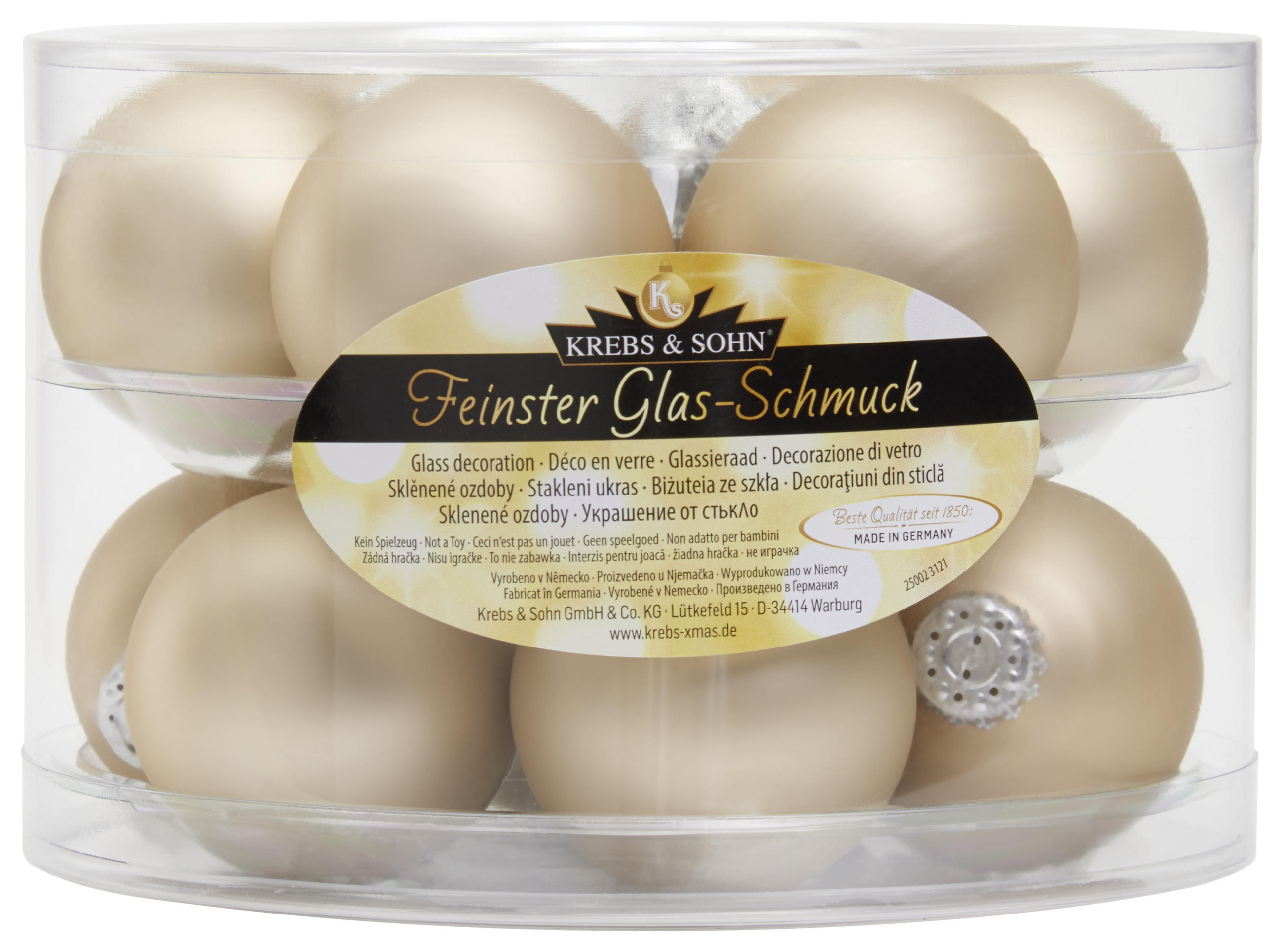 CHRISTBAUMKUGEL-SET 6 cm 12-teilig  - Beige, LIFESTYLE, Glas (6cm)