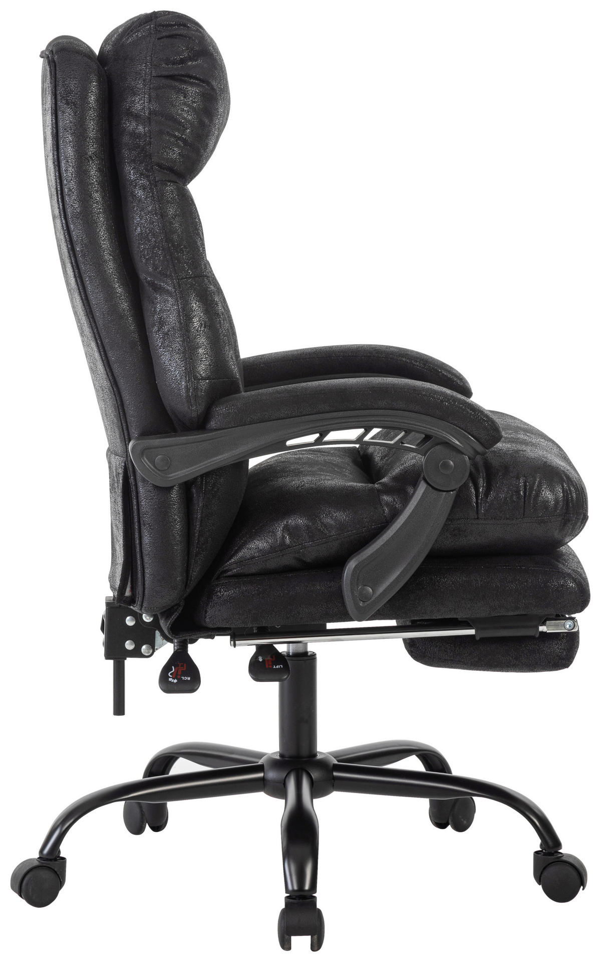 CHEFSESSEL  in Mikrofaser Schwarz  - Schwarz, MODERN, Kunststoff/Textil (64/114/122/72cm) - MID.YOU