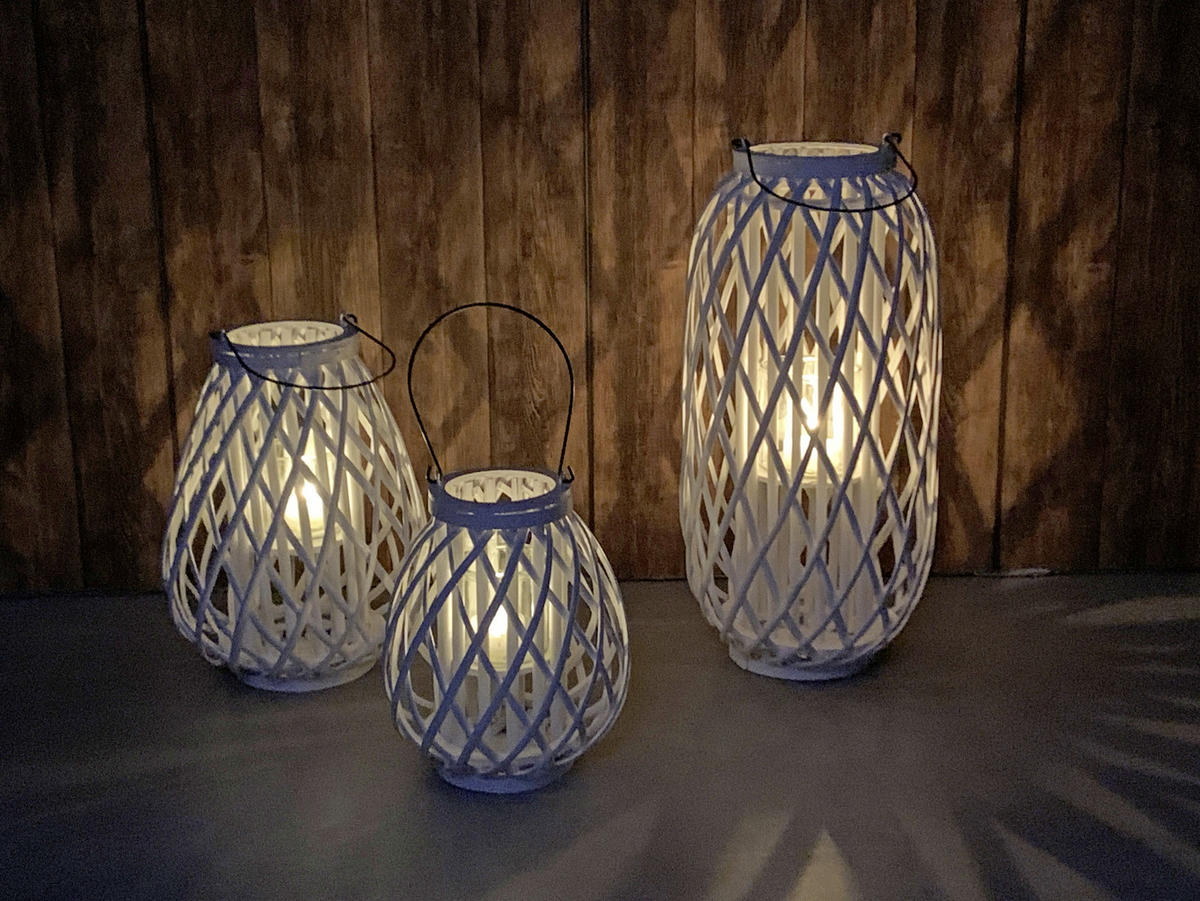 LATERNE - Weiß, Trend, Holz (25/30cm)