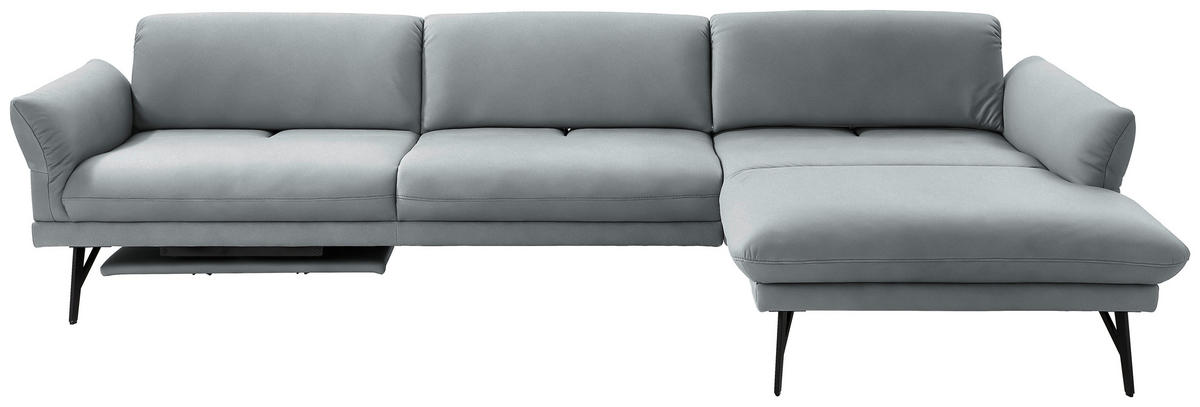 ECKSOFA in Echtleder Hellblau  308/173 cm  - Anthrazit/Hellblau, Design, Leder/Metall (308/173cm) - Joop!