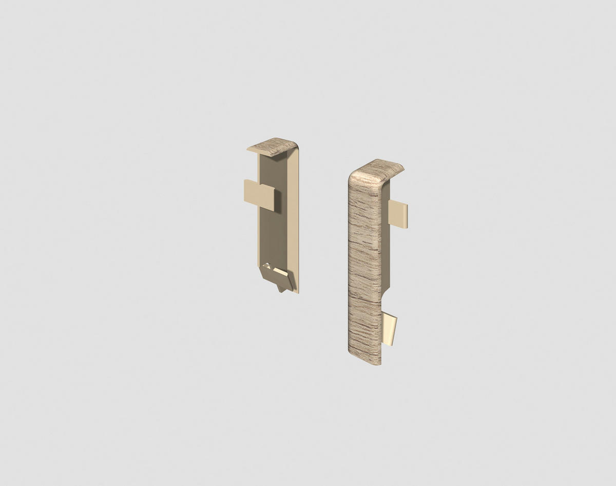 SOCKELLEISTENVERBINDUNGSSTÜCK Eichefarben, Hellgrau  - Eichefarben/Hellgrau, KONVENTIONELL, Kunststoff (1.6/1.2/5.9cm) - Egger Holzwerkstoffe