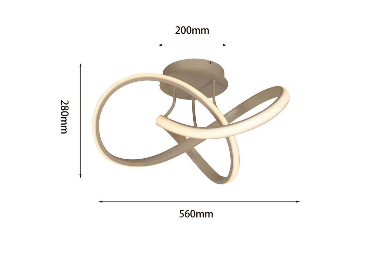 LED-DECKENLEUCHTE Bandol 56/34.5 cm  - Goldfarben/Schwarz, Design, Kunststoff/Metall (56/34.5cm)