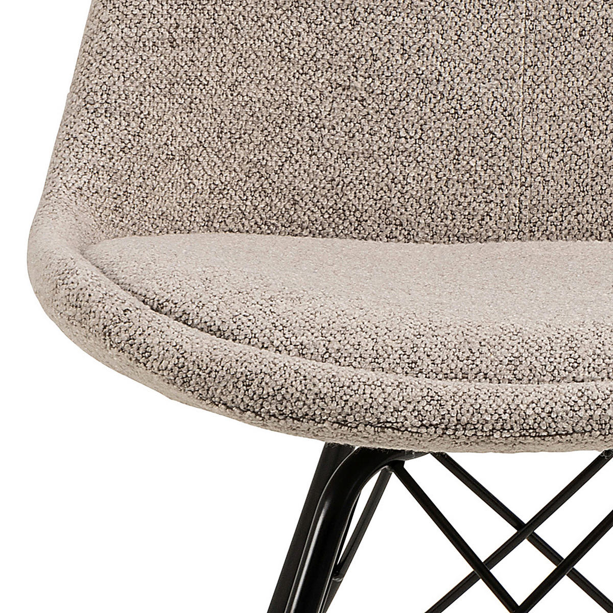 STUHL  in Bouclé Textil, Holz, Metall  - Beige/Schwarz, Design, Holz/Textil (48,5/85,5/54cm) - MID.YOU