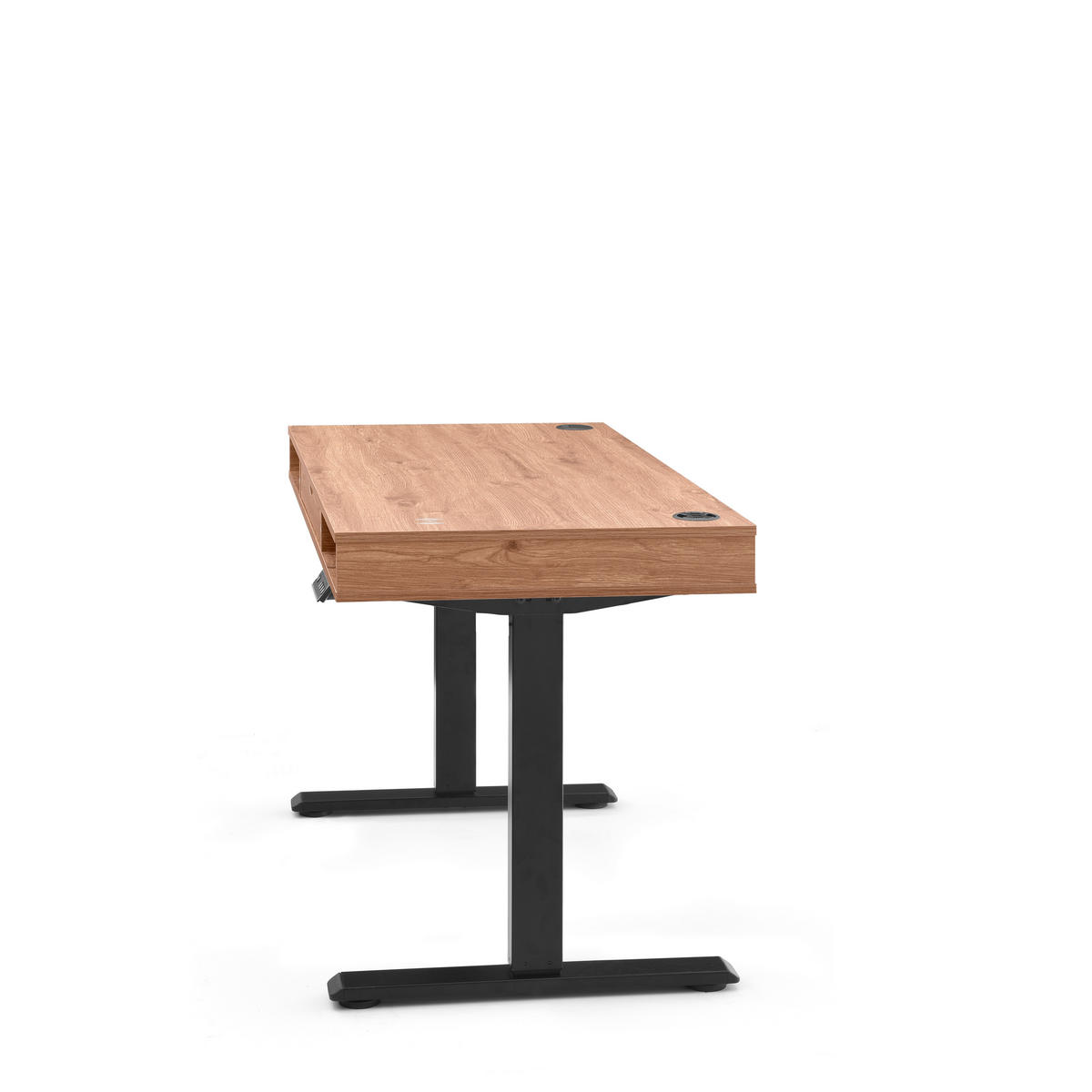 SCHREIBTISCH 120/60/72-110 cm  in Schwarz, Eichefarben  - Eichefarben/Schwarz, MODERN, Holz/Metall (120/60/72-110cm) - MID.YOU