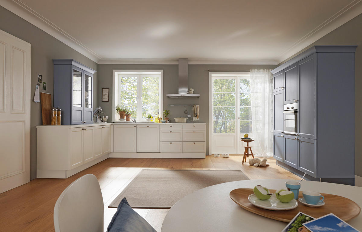 EINBAUKÜCHE BRISTOL  - Weiß/Hellblau, LIFESTYLE, Holzwerkstoff - Moderano