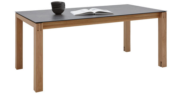 ESSTISCH Graphitfarben, Eichefarben rechteckig  ausziehbar, in verschiedenen Größen erhältlich, in verschiedenen Holzarten erhältlich, Variantenauswahl  - Eichefarben/Graphitfarben, Design, Holz/Kunststoff (200-300/100/75cm) - Dieter Knoll