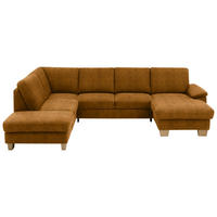 WOHNLANDSCHAFT in Velours Cognac  - Eichefarben/Cognac, Konventionell, Holz/Textil (235/316/167cm) - Beldomo System