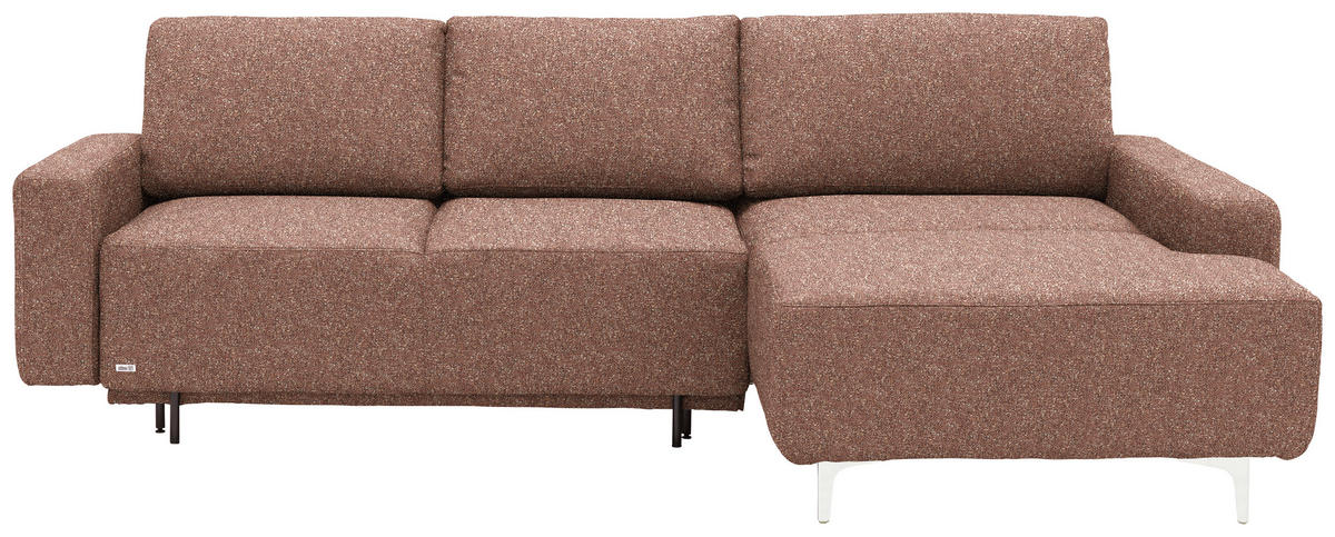 ECKSOFA  in Mikrovelours Terracotta  248/160 cm  - Terracotta/Alufarben, Design, Textil/Metall (248/160cm) - Sedda