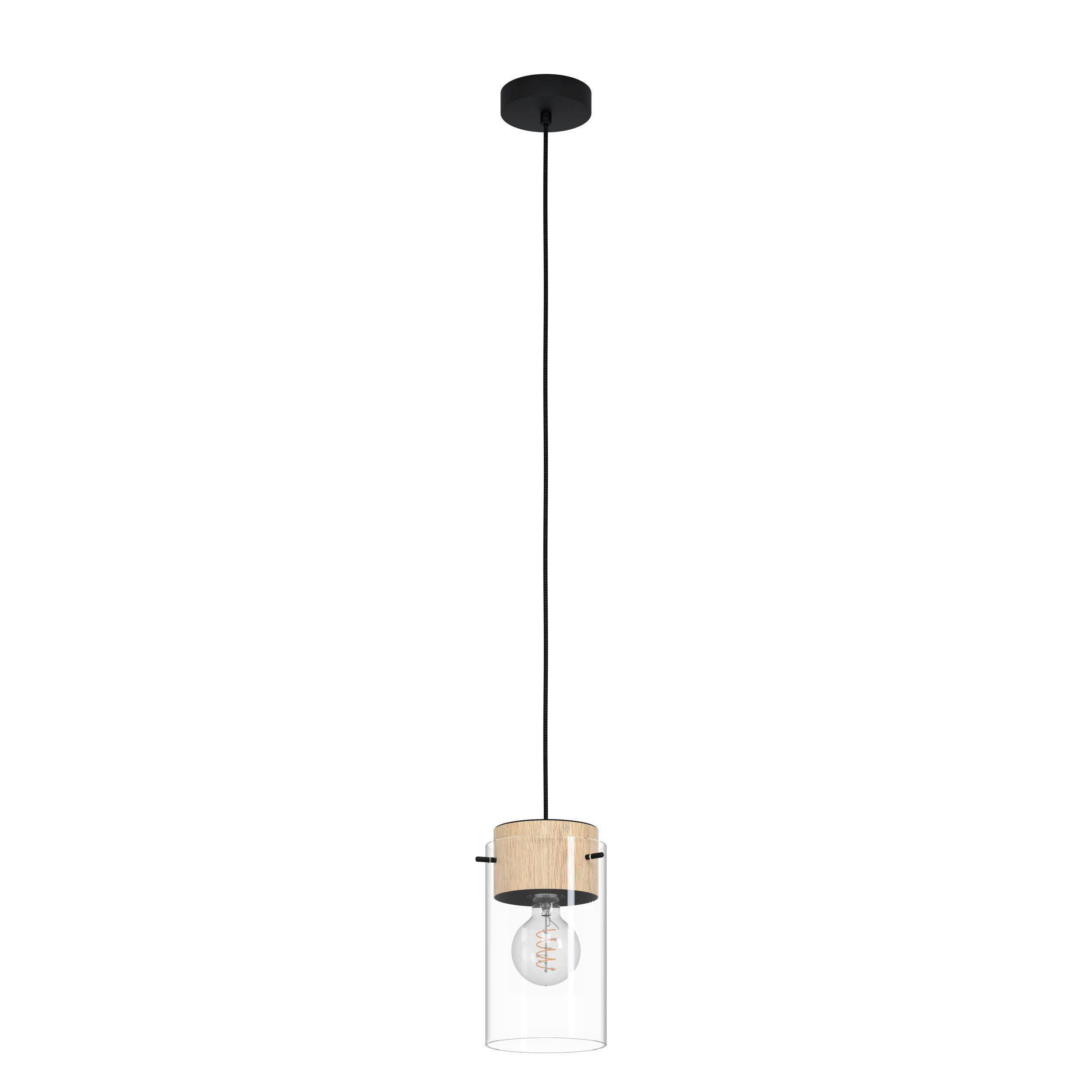 HÄNGELEUCHTE 14/110 cm  - Schwarz/Braun, KONVENTIONELL, Glas/Holz (14/110cm) - Eglo