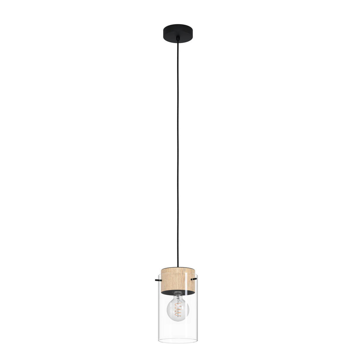 HÄNGLAMPA Madreselva 14/110 cm  - brun/svart, Klassisk, metall/trä (14/110cm) - Eglo