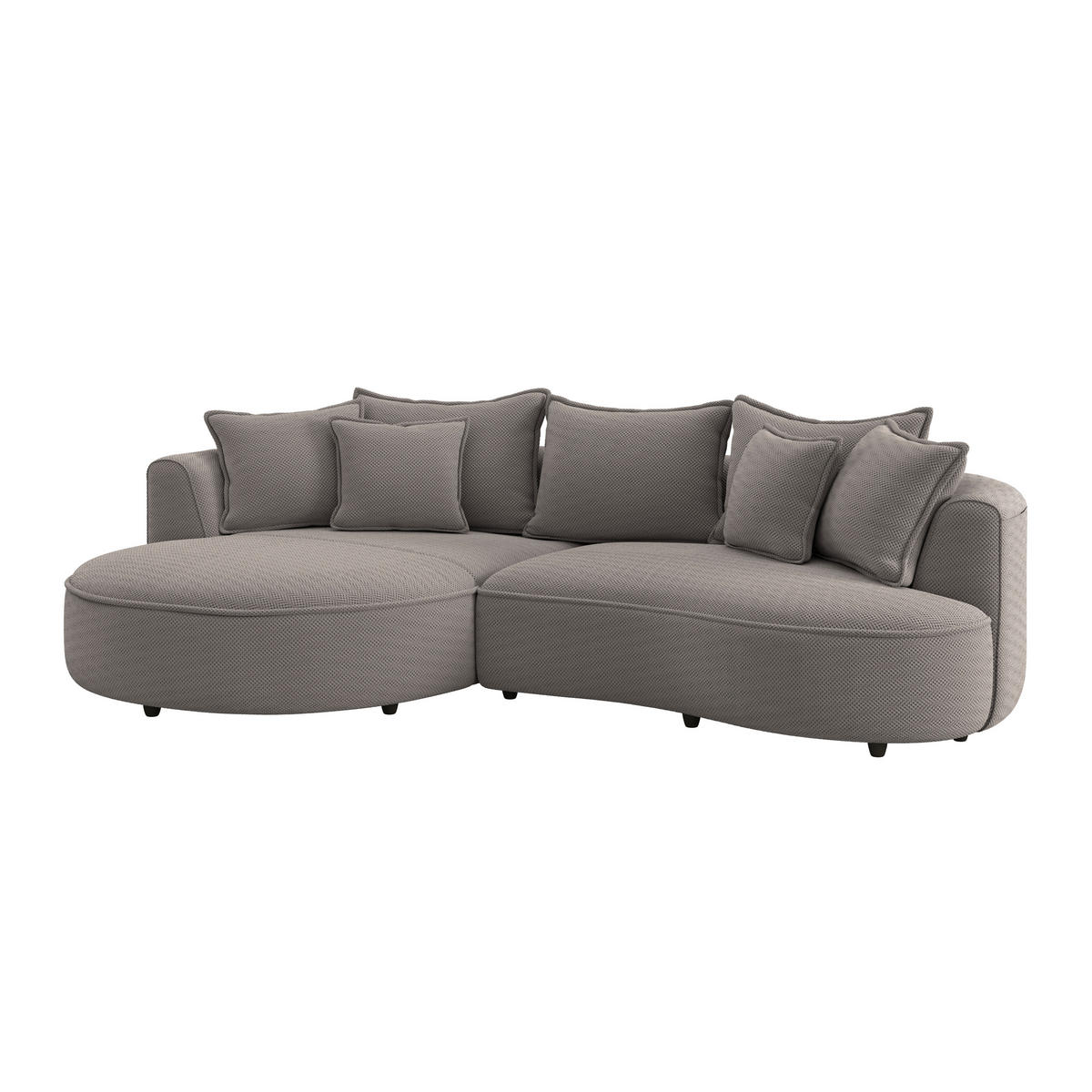ECKSOFA LEVI Cappuccino Velours, Struktur  - Schwarz/Cappuccino, MODERN, Kunststoff/Textil (168/287cm) - Livetastic