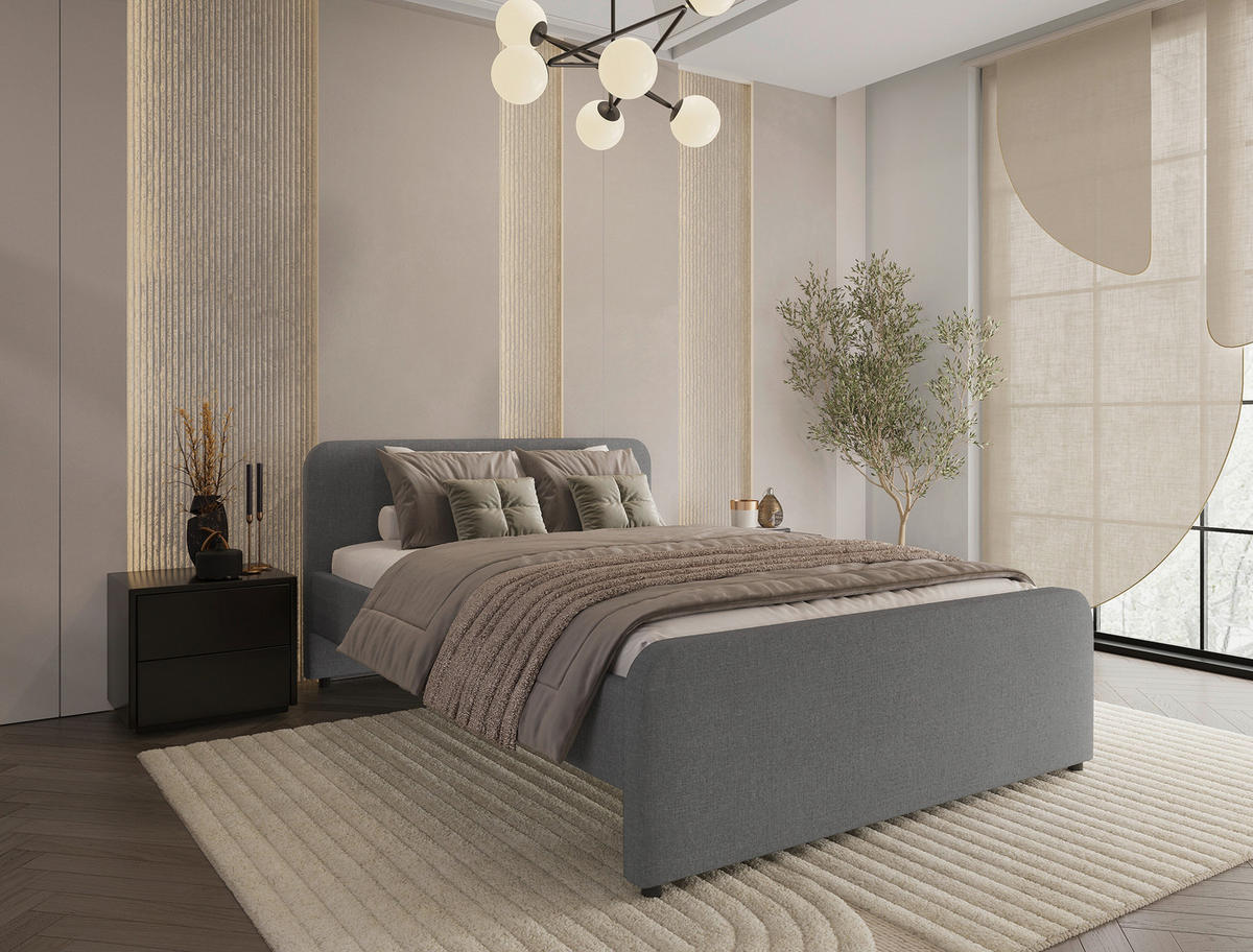 POLSTERBETT 140/200 cm  in Dunkelgrau  - Dunkelgrau/Schwarz, KONVENTIONELL, Holz/Textil (140/200cm) - Boxxx