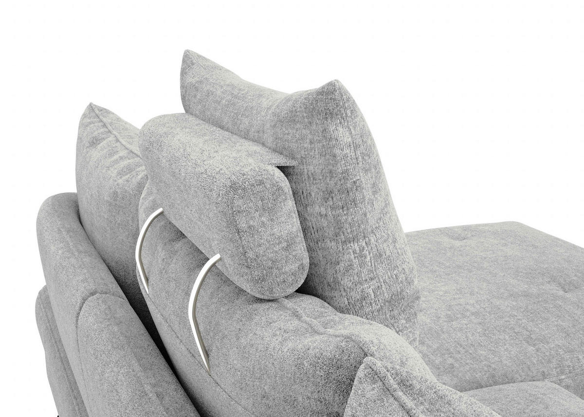 ECKSOFA in Webstoff Hellgrau  - Hellgrau/Schwarz, Konventionell, Textil/Metall (293/183cm) - Carryhome
